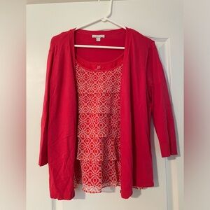 NY&Co cardigan and matching cami. S: L. 3/4 sleeve. 77%rayon23%Nylon. Great cond